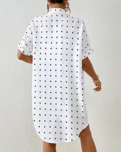 Image of Bsubseach Swimsuit Coverup for Women Swiss Dot Beach Cover Ups Shirt Dress