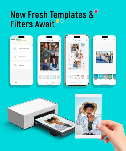Image of Liene White M200 4x6'' Photo Printer Battery Edition, Wireless Photo Printer for iPhone Android, Dye Sublimation Printing Full-Color Photo 20-Sheet, Portable Picture Printer Ideal for Travel Home Use