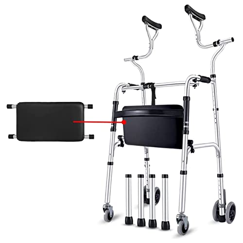 BJH 腋窩サポート付き高齢者用歩行器、車輪付き折りたたみ式高耐久アルミニウム松葉杖、背の高い人が直立して歩ける歩行器、荷重190kg