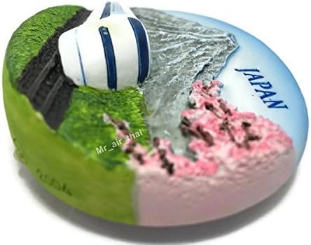 WitnyStore Tiny 2¾" Shinkansen Bullet Train Mount Fuji Japan Magnet - Miniature Hand Made Resin 3D Asia Landmark Tourist Attractions Decorative Refrigerator Fridge Magnets Collectible Souvenirs Gifts