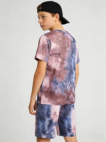 Image of Kid Toddler Baby Boys Clothes Tie-dye Palm Leaf Top 2Pcs Summer Shorts Set