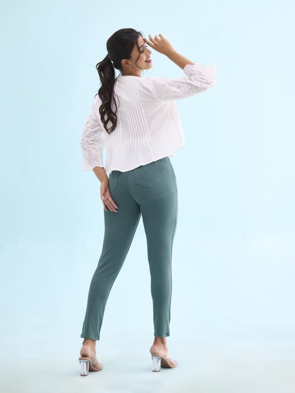 Image of GO COLORS Women Mid Rise Premium Straight Jeans