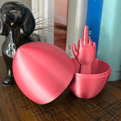 HshDUti Easter Egg Middle Finger, Funny 3D Printed Middle Finger Egg, Hilarious Prank Easter Gift, Surprise Unique Prank for Women Men, Rude Offensive Egg Gag Gift for Adult Red