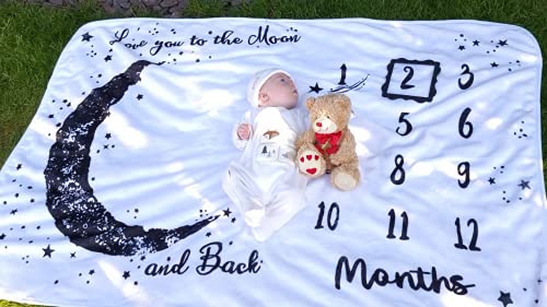 Miles&Molly Baby Monthly Milestone Blanket Boy, Girl |New Baby Boy Gift, Nursery Decor Baby Shower | Newborn Baby Month Blanket | Baby Growth Chart, 60X40 #TOP1