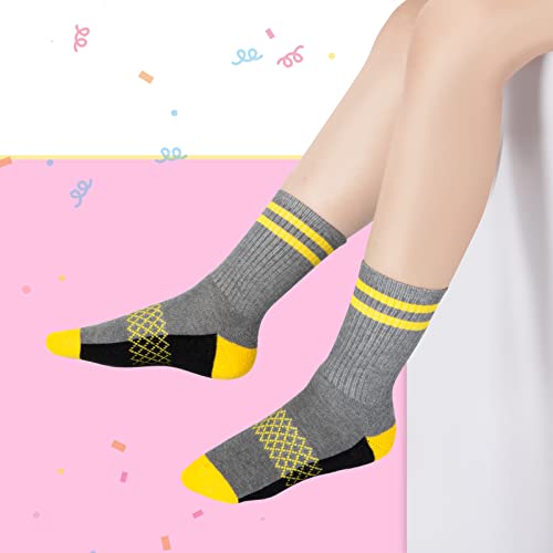 Comfoex Girls Crew Socks Athletic Half Cushioned Long Socks Cotton Calf Socks For Kids 6 Pairs #TOP4