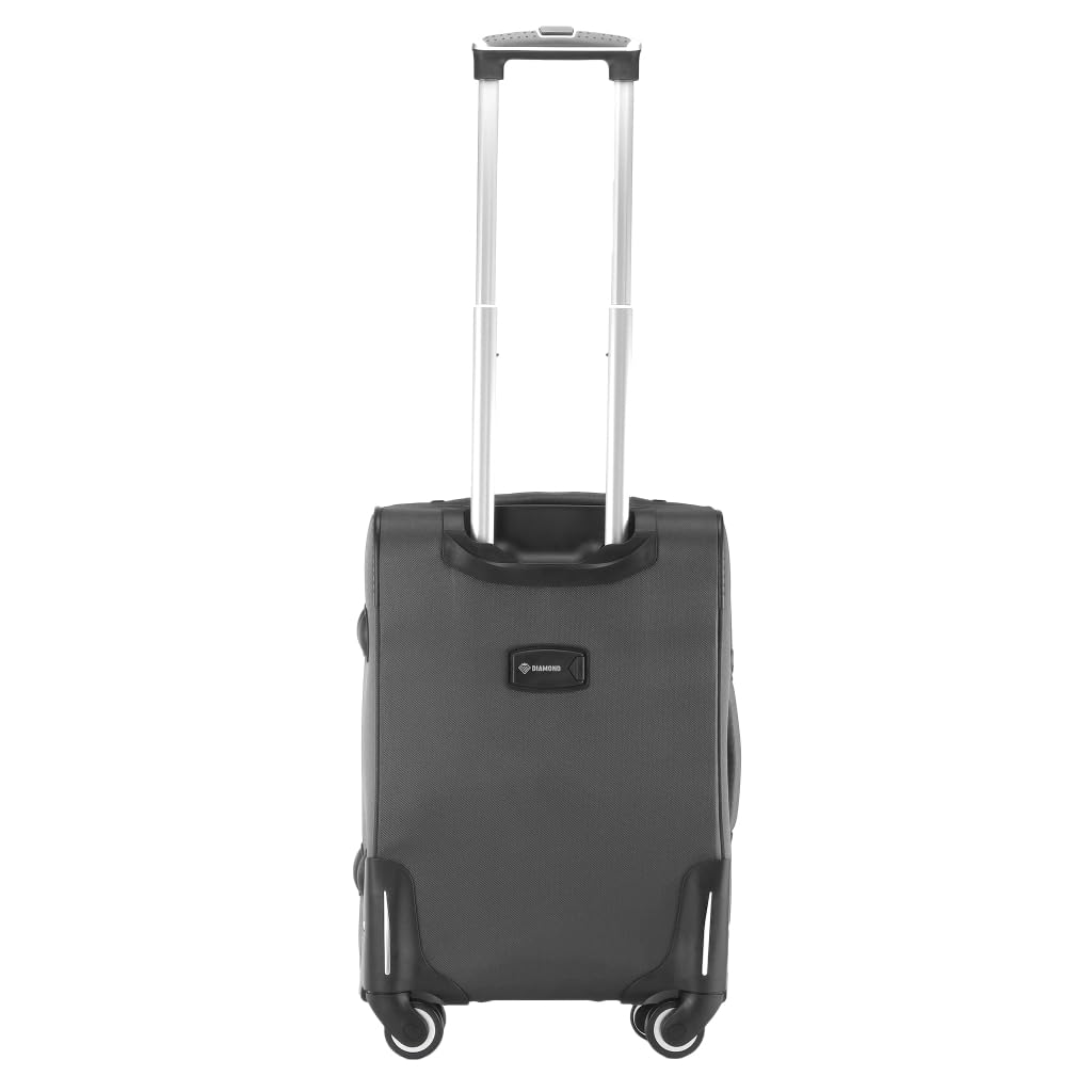 DIAMOND Weichschalen-Kabinenkoffer S 20" Grau Codura 1200D 360° Rollen Zahlenschloss Erweiterbar 40-50 L Leicht Robust