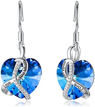AOBOCO Gifts for Mum Earrings Mother Birthday Jewellery Gifts Sterling Silver I Love You Mum Heart Earrings