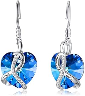 AOBOCO Gifts for Mum Earrings Mother Birthday Jewellery Gifts Sterling Silver I Love You Mum Heart Earrings