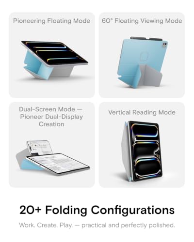 Image of MOFT Dynamic Folio Case for iPad Air 13 Inch M3 /M2 (2025 /2024), iPad Pro 12.9 6th /5th /4th Gen, Silm Magnetic Stand Case with 20+ Viewing Angles, Auto Wake /Sleep, Soothing Mist x Misty Cove