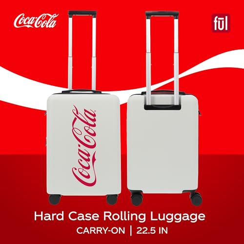 FUL Coca Cola 22.5 Inch Carry On Luggage, Hardshell Rolling Suitcase with Spinner Wheels, White2
