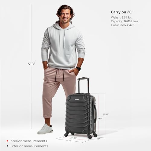 Best Carry On Luggage for International Travel: 13 Options That Actually Fit Airline Limits 19 InUSA ENDURANCE Luggage with Spinner Wheels | Durable Lightweight Hardshell Suitcase, Spacious Travel Bag with Handle and Trolley | 20-Inch Carry On Small Luggage | Black
