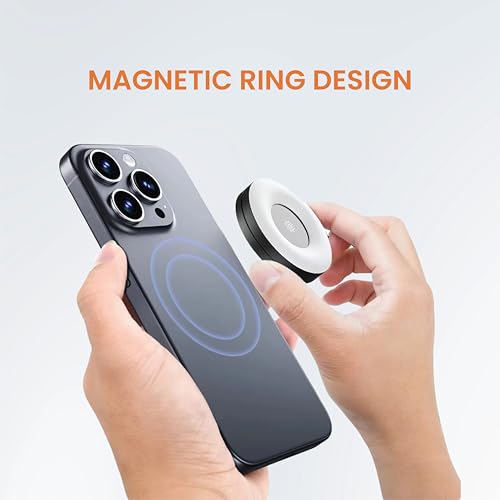 Image of JUST CORSECA Sunlit Magnetic LED Selfie Light | Rechargeable Mini Ring Light with Adjustable Brightness | Portable Light for Selfies, Video Recording, Vlogging & Video Calls (Black)