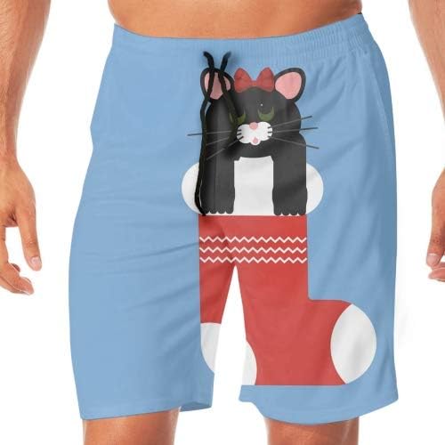 Amazon.co.jp 水着 メンズ 海パン サーフパンツ ビーチパンツ Funny Stocking Cat 水陸両用 通気速乾 スイム