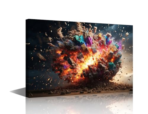 Creative Wall Art Painting, Textures and Cubes Wall Art, Wall