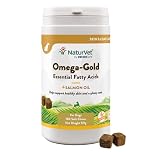 Omega Gold Skin & Coat Supplement for Dogs - Salmon Oil with Omega-3 & Omega-6 Fatty Acids, DHA & EPA for Healthy Skin, Glossy Coat, Joint & Heart Health - 120 Soft Chews