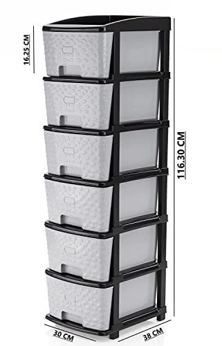 Image of Sweese 6-XL Drawer Multipurpose Drawer Plastic Modular Chest Storage Organizer Home, Office, Parlor, School, Doctors, Home & Kids(Dimension-30cmx38cmx116.30cm) (6XL)