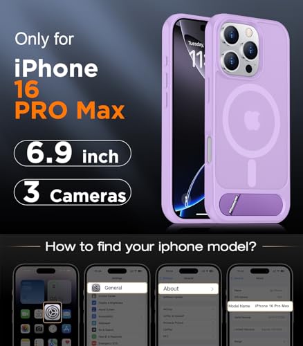 Image of Magnetic Compatible with iPhone 16 Pro Max Case, [Built-in Invisible Kickstand][Compatible with MagSafe][Military Grade Shockproof] Slim Translucent Matte Phone Case for iPhone 16 Pro Max 6.9 inch