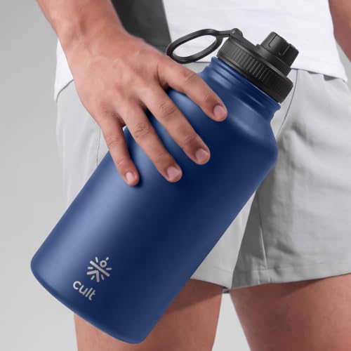 Image of CULT Stainless Steel Water Bottle 2 Litre with Sports Cap | Leakproof Gym Flask for Office, Travel & Workout | Durable Large Capacity Metal Hydration Jug (Blue)