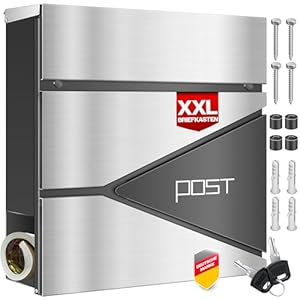 KESSER Basic Wandbriefkasten Edelstahl 2X Schlüssel