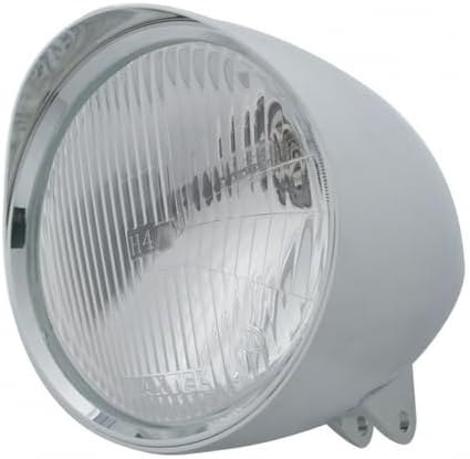 UNITED PACIFIC 32525 Headlight, Motorcycle, Chopper, RH/LH, 7" Round, Chrome Housing, H4 Bulb, with Billet Style Bezel and Smooth Visor