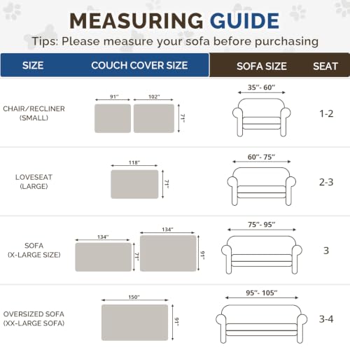 Petavio Waterproof Couch Cover Cat Scratch Proof, 71" x 102", Grey by Petavio - Used condition - Image 8
