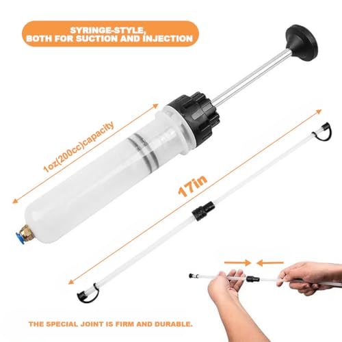 Sandfren Car Fluid Extractor Pump, Vehicle Oil Change Syringe Evacuator with Hose, Manual Automotive Fuel Suction Filler Extraction Transfer Accessories, Universal for SUV, Sedan, Truck(Green)