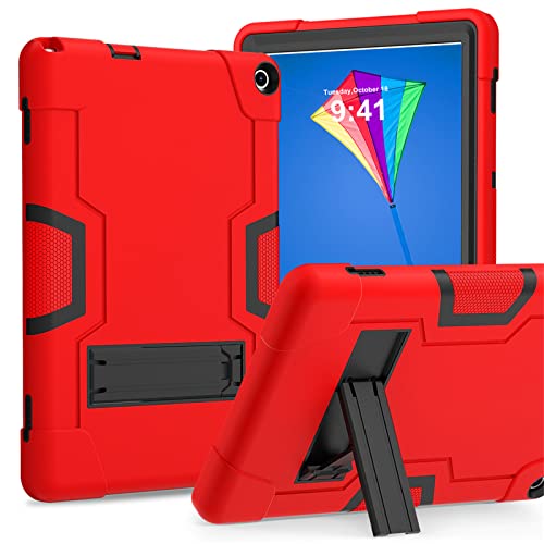 HminSen Case for Walmart ONN 10.1 Inch Gen 3 2022 Tablet(Model:100071485),Kids Friendly Heavy Duty Shockproof Hybrid Rugged Cover with Built-in Kickstand for Onn 10.1 Inch 3nd Gen 2022 (Black+Red)