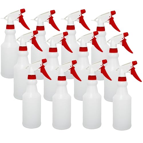 Brsazee 12 Pack 16oz Spray Bottles Reusable Fine Mist Water Sprayer for Plants Cleaning High Output Ultrafine Misting Plastic Spray Bottles for Water Salon Garden Kitchen and Bathroon