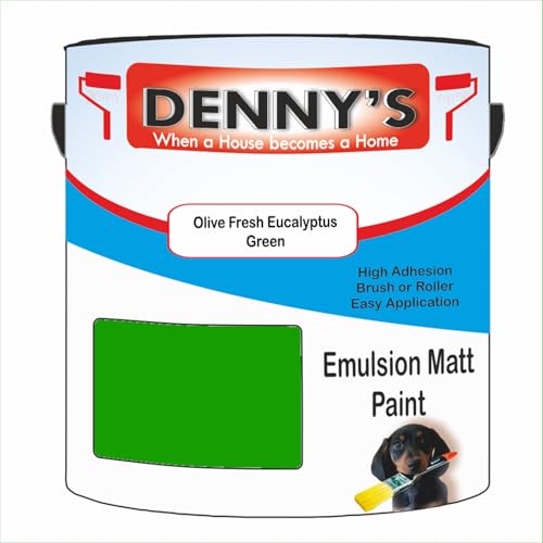 Premium Interior Wall & Ceiling Emulsion Paint – Olive Fresh Eucalyptus Green – Rich Matt Finish, Durable & Washable, Low Odour, Ideal for Living Rooms, Bedrooms & Hallways (1 Litre Tin)