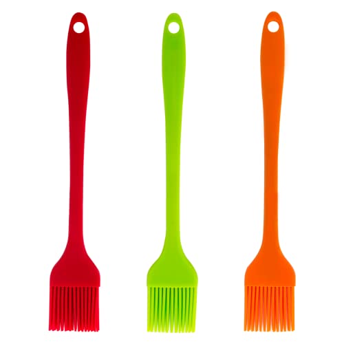 AWAVM 3 Pinceau Cuisine Silicone, Dimiff Pinceau Alimentaire, 21cm Résistante à la Chaleur Pinceau Patisserie Professionnel, sans BPA, Noyau en Acier Inoxydable Pinceau Silicone Cuisine