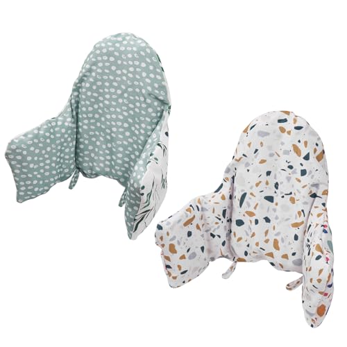 Image of High Chair Cushion, Type High Chair Cover Pad, 2 Pieces pad for High Chair,highchair Cushion for IKEA Antilop Highchair, Built-in Inflatable Cushion (Fresh Leaves and Stone Flowers)