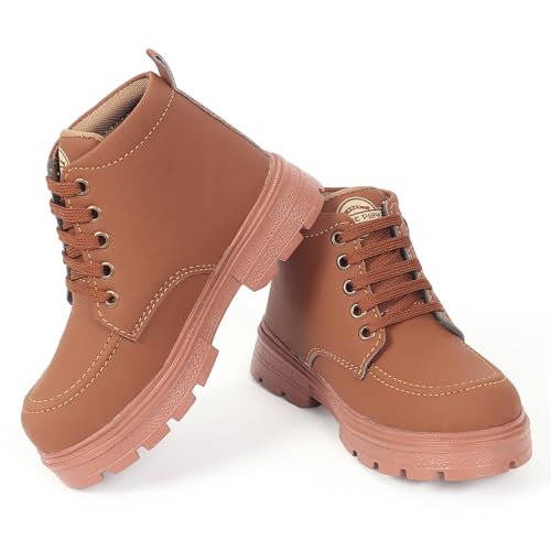 Image of Freeplay Kids Boys Lace-Up Ankle Boots with Buckle Strap | Stylish Casual Outdoor Boots | Anti-Slip Durable Sole | Comfortable Fit | Black, Blue, Green, Tan