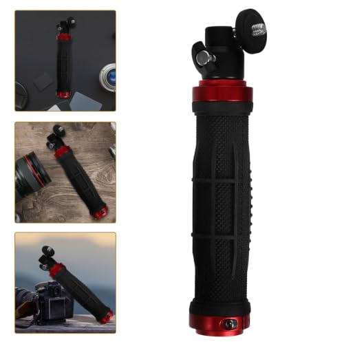 Image of FRCOLOR Video Camera Handle Grip Stabilizer with 1 /4 inch Screw Mount and LED Light for DSLR and Phone, Multifunctional Handheld Gimbal for Travel and Professional Filming, Black