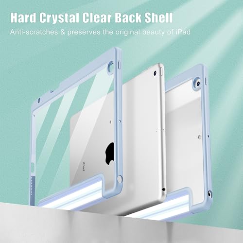 Mektron Printed Case for iPad 10.2 Inch, iPad 9th Gen 2021/8th Gen 2020/7th Gen 2019 Tablet Case, Buit in Pencil Holder with Shockproof Cover Clear Shell + Trifold Stand, Blue Striped by Mektron - Image 3