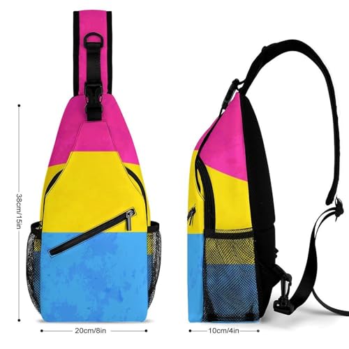Men's Fashion Chest Bag, Travel Shoulder Pack, Small Cross Body Sling Bag Pansexyal Pride Flag2