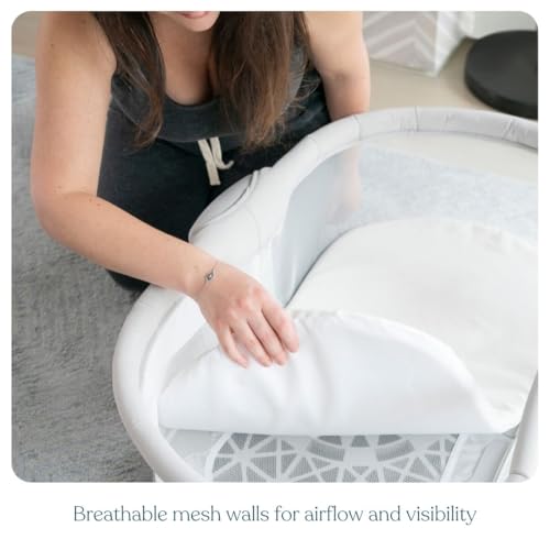 HALO BassiNest Soothing Swivel Sleeper 3.0S – Over-Bed Baby Bassinet with 360 Rotation, Adjustable Height, Breathable Mesh, Calm Sounds & Vibrations, Safe Close Sleeping, Lowering Wall for Easy Access - image 5