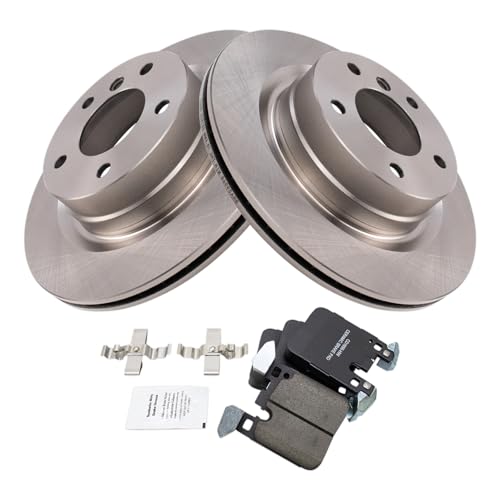 Image of TRQ Rear Brake Pad and Rotor Set Ceramic Rotors Compatible with 2014-2015 BMW 328i