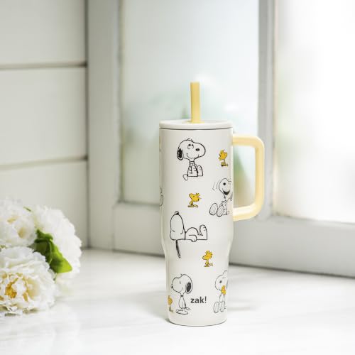 Image of Zak Designs Peanuts 30oz Spill-Proof Insulated Stainless Steel Tumbler | BPA Free, Silicone Straw, Handle, Cupholder Friendly, Dishwasher Safe, For Office, Home, Travel, Work, Gym, Fitness