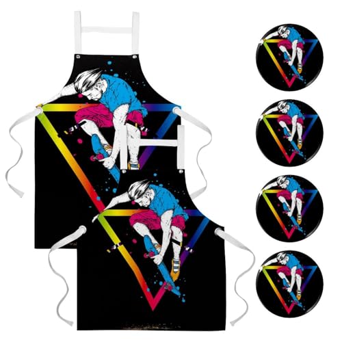 Tablier de serveuse pour restaurant et bar avec 4 broches amovibles
