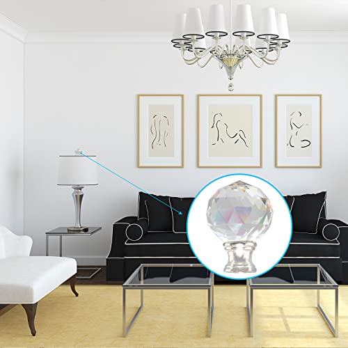 Zorveiio 1-3/4 Inches Crystal Lamp Finials Decorative, Diamond Lamp Shade Finial With Silver Base Lamp Topper Knob Faceted Ball Finial Lamp Cap Glass Finials For Lamp Shade- Clear, 2 Piece #TOP5