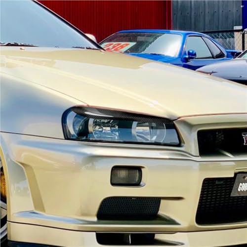 Sourcils de phare avant pour Nissan Skyline R34 GTR GT-T paupière carbone noir