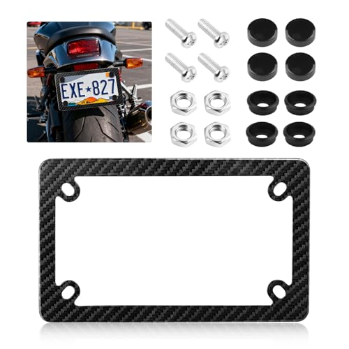 Carbon Fiber License Plate Frame for Motorcycle Stainless Steel Motorcycle License Plate Frame as Fashion Decoration Personalized Motorcycles Plates Frames with Screws