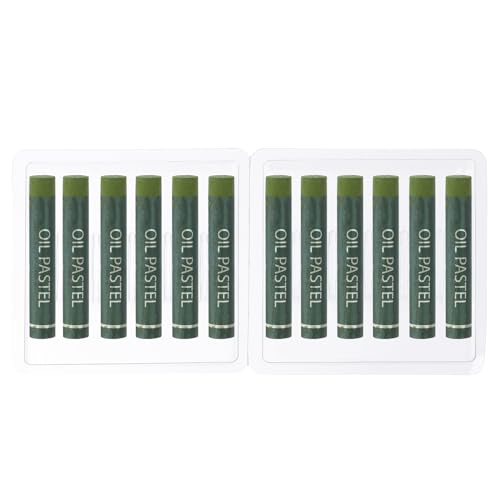 PATIKIL Olive Green Oil Pastels, 12Pcs Soft Oil Crayons Creamy Pastels Stick Art Supplies for Art Painting Drawing Blending Graffiti for Artists Beginners