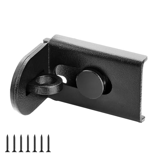 GEMASP Sliding Door Lock, 90 Degree Door Hasp Latch Lock, Stainless Steel Security Right Angle Padlock with Screws for Push/Sliding/Barn Doors (1PC, Black)