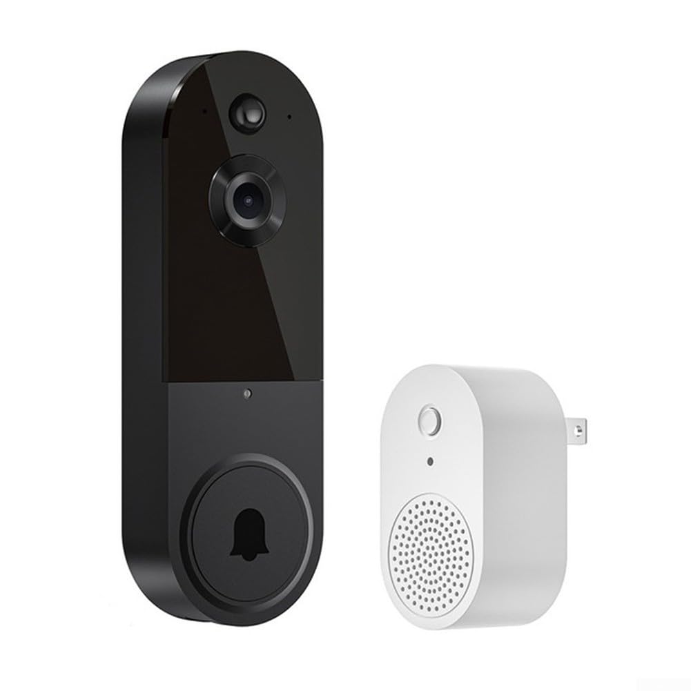 Sonnette de porte audio vidéo bidirectionnelle en temps réel (noir)