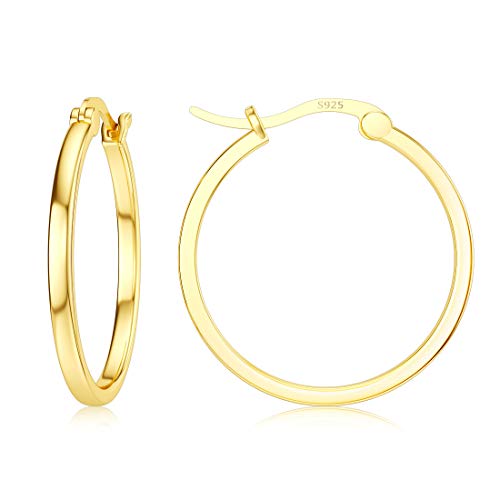 JIAYIQI - Pendientes de aro de oro de plata de ley 925, diseño de círculo infinito, ligero y pequeño, 19 mm