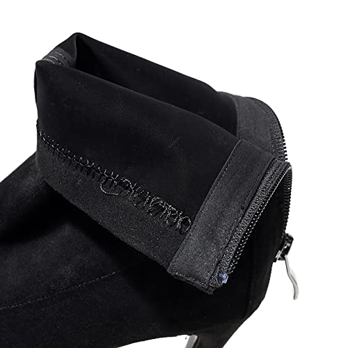 Vcixxvce Women's Ankle Latin Dance Boots Heels Closed Toe Dancing Salsa Ballroom Booties Stretch Suede Black,5 Us #TOP1