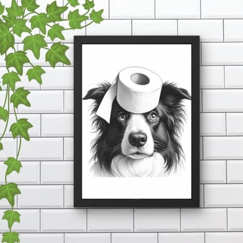 Papier toilette avec un chien rigolo tableau toile affiche decorative 60x90
