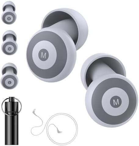 Ear Plugs for Sleeping Noise Cancelling Up to NRR40dB-Ultra Soft, Reusable Silicone Ear Plugs for Sleep Snoring Blocking, Side Sleepers-10 Ear Tips in XS/S/M/L/Double Layer Black