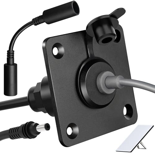 RVSPARK Waterproof Wall Socket Passthrough for Starlink Mini, Aluminum DC 5.5 x 2.1 Female Bulkhead Connector Panel Mount and DC Female to Female Cable Adapter Kit for RVs,Trucks,Boats